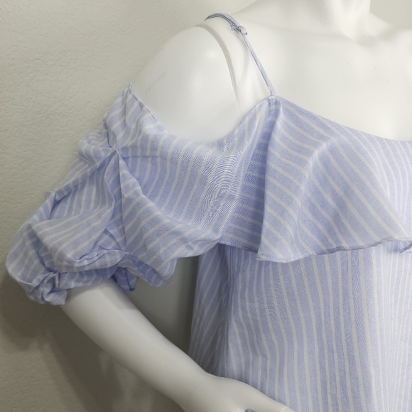 Astr The Label Blue Striped Boho Crop Top Size S - Picture 9 of 10